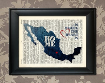 Mexico Art Print, Mexico Print, Mexico Map Art, Mexico Wall Art, Mexico Pride, Mexico Map Print, Mexico Map, Mexican Decor, Map of Mexico