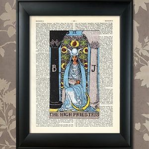 De hogepriesteres, Tarot Card Print, Tarot Card Poster, Tarot Print, Tarot kunst, Tarot kunst aan de muur, Tarot Gift, Tarotkaarten, Tarot Deck, Arcana
