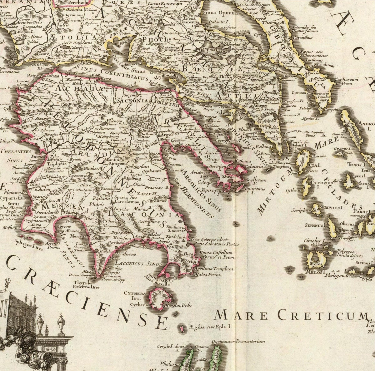 Greece 1707, Under Ottoman & Venetian Rule, Greek History Print