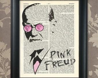 Pink Freud, Sigmund Freud, Sigmund Freud print, Freud Poster, Freud art, Freud wall art, Freud Dictionary Art, Pink Floyd, Dr Freud Print