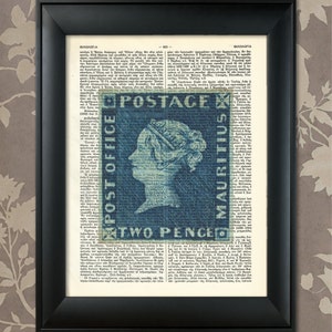 1847 Mauritius 2 Penny Blau, seltene Briefmarke, Briefmarke Kunst, Briefmarken Druck, Briefmarke Poster, Briefmarken Dekor, Briefmarken
