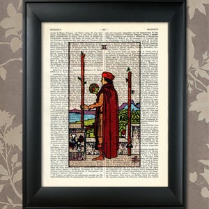 Deux des baguettes, Tarot Card Print, Tarot Card Poster, Tarot Print, Tarot art, Tarot wall art, Tarot Gift, Tarot Cards, Tarot Deck, 2 of Wands