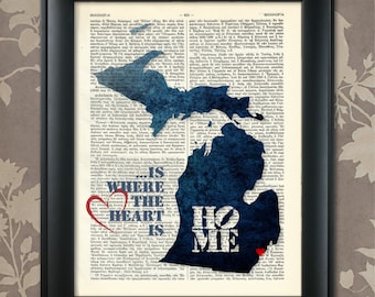 Impressão de arte de Michigan, impressão de mapa de Michigan, arte de mapa de Michigan, arte de parede de Michigan, orgulho de Michigan, impressão de mapa de Michigan, mapa de Michigan, pôster de Michigan