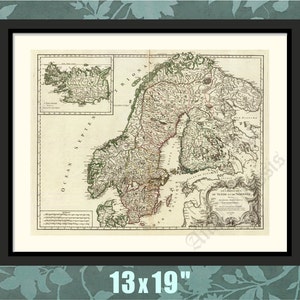 Scandinavie 1756, Danemark, Norvège, Suède, Finlande, Histoire scandinave, Carte historique, Impression historique, Art historique, Cadeau scandinave
