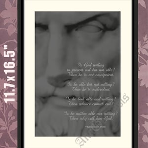 Epicurus, Philosophical Quote, Philosophy Print, Greek Philosophy, Great Philosophers, Epicurus Print, Ancient Greek Wisdom, Atheism Print