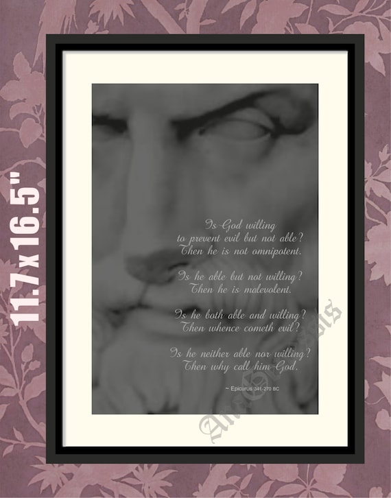 Epicurus, Philosophical Quote, Philosophy Print, Greek Philosophy, Great Philosophers, Epicurus Print, Ancient Greek Wisdom, Atheism Print