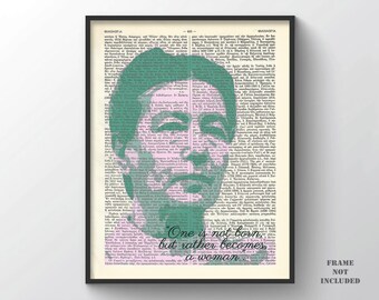 Simone de Beauvoir Poster Quote French Existentialist Feminist philosopher Poster writer Feminism Icon Paris Social Activist Gift for her