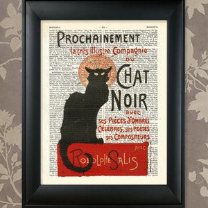 Le Chat Noir / Belle Epoque Poster / Upcycled Antique Dictionary Art Print / Vintage Greek Encyclopedia
