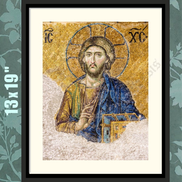 Byzantine Art, Mosaic, Hagia Sofia, Christ Pantocrator, Jesus Print, Jesus Christ Print, Jesus Christ Art, Jesus Christ Icon,Greek Art,Icons