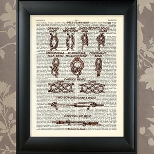 Nautical Knots B / Upcycled Antique Dictionary Art Print / 8.5&quot;x11&quot; (210x280 mm) Poster / Vintage Greek Encyclopedia