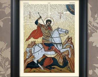 San Jorge, El cazador de dragones, Impresión de San Jorge, Impresión de San Jorge Cartel de San Jorge, Arte de San Jorge, San Jorge, Iconos griegos