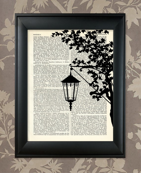 Vintage Street Lantern / Gas Lamp Print, Street Lamp Art, Old