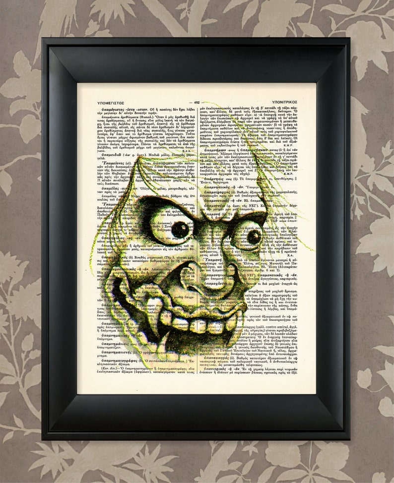 Japanese Death God Shinigami / Upcycled Dictionary Antique - Etsy