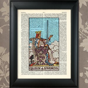 Queen of Swords, Tarot Card Print, Tarot Card Poster, Tarot Print, Tarot art, Tarot wall art,Tarot Gift,Tarot Cards,Tarot Deck, Minor Arcana