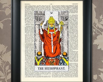 The Hierophant, Tarot Card Print, Tarot Card Poster, Tarot Print, Tarot art, Tarot wall art, Tarot Gift, Tarot Cards, Tarot Deck, Arcana