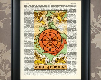Wheel of Fortune, Tarot Card Print, Tarot Card Poster, Tarot Print, Tarot art, Tarot wall art, Tarot Gift, Tarot Cards, Tarot Deck, Arcana