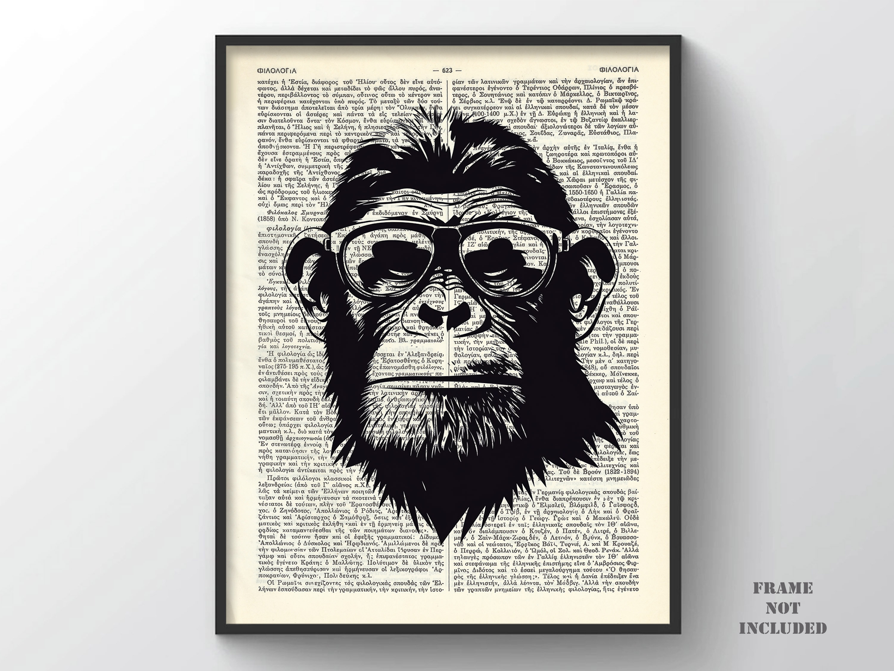 Mizaru Blind Chimp Print, Three Wise Monkeys Wall Art Chimpanzee