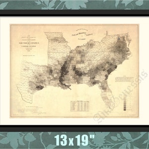 O Mapa da Vergonha, Impressão da História Negra, 1860, Distribuição de Escravos, Mapa, Arte Afro-Americana, Impressão da Escravidão, Impressão Histórica, Black Lives Matter