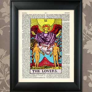 The Lovers, Tarot Card Print, Tarot Card Poster, Tarot Print, Tarot art, Tarot wall art, Tarot Gift, Tarot Cards, Tarot Deck, Major Arcana