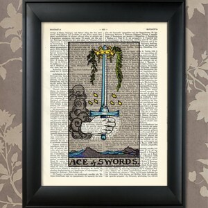 Ace of Swords, Tarot Card Print, Tarot Card Poster, Tarot Print, Tarot art, Tarot wall art, Tarot Gift, Tarot Cards,Tarot Deck, Minor Arcana