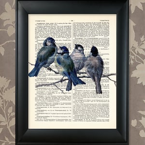 Birds on a Branch / Upcycled Antique Dictionary Art Print / 8.5&quot;x11&quot; (210x280 mm) Poster / Vintage Greek Encyclopedia