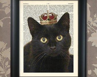 Black Cat, Black Cat Portrait, Black Cat Print, Black Cat art, Black Cat wall art,Pet Cat Portrait,Proud Black Cat,Cat Prints,Pet Cat Breeds