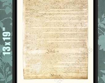 Constitución de los Estados Unidos, página 3d, impresión de la constitución, arte de la constitución, decoración de la constitución, impresión histórica, arte histórico, decoración histórica, regalo