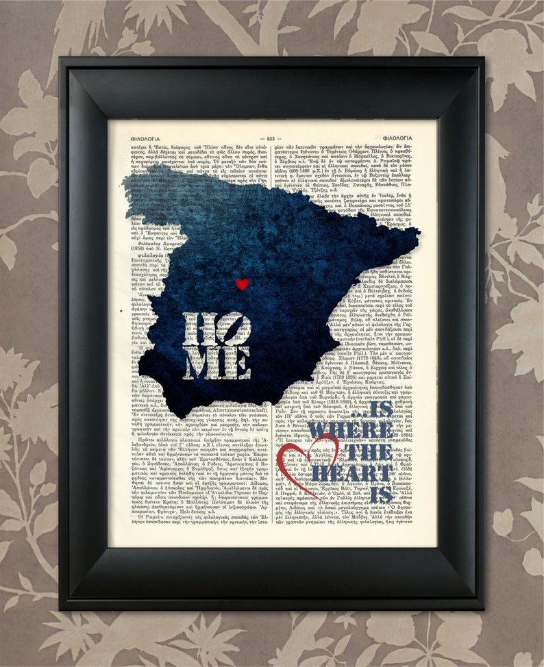 Spain Art Print Spain Print Spain Map Art Spain Wall Art Etsy