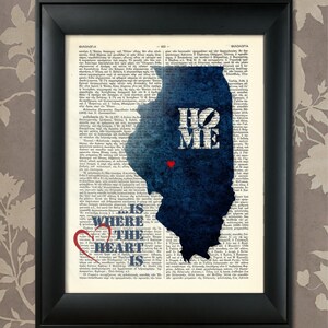 Illinois Art Print, Illinois Print, Illinois Map Art, Illinois Wall Art, Illinois Pride, Illinois Map Print, Illinois Map, Illinois Decor