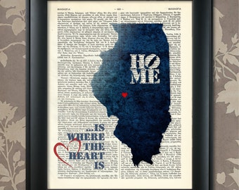 Illinois Art Print, Illinois Print, Illinois Map Art, Illinois Wall Art, Illinois Pride, Illinois Map Print, Illinois Map, Illinois Decor