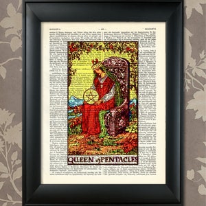 Queen of Pentacles, Tarot Card Print, Tarot Card Poster, Tarot Print,Tarot art,Tarot wall art,Tarot Gift,Tarot Cards,Tarot Deck,Minor Arcana