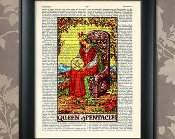 Queen of Pentacles, Tarot Card Print, Tarot Card Poster, Tarot Print,Tarot art,Tarot wall art,Tarot Gift,Tarot Cards,Tarot Deck,Minor Arcana