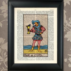 Página de Copas, Tarot Card Print, Tarot Card Poster, Tarot Print, Tarot art, Tarot wall art, Tarot Gift, Tarot Cards, Tarot Deck, Minor Arcana