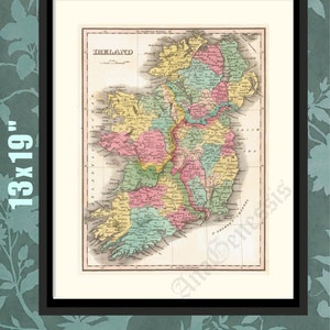 Ireland 1824, Ireland History Art, Ireland Vintage Map, Irish History Print, Historical Map, Historical Print, Historical Art, Irish Gift
