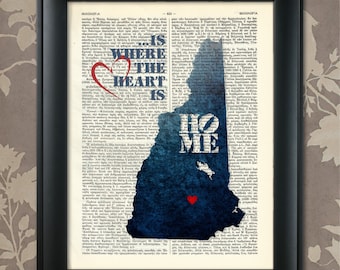New Hampshire Karte, New Hampshire Print, New Hampshire Kunst, New Hampshire Poster, New Hampshire Pride,Karte von New Hampshire,New Hampshire Geschenk