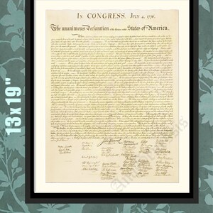 US Declaration of Independence, 4th of July, 1776, Independence Print, Historical Print, Historical Art, Historical Decor, Historical Gift