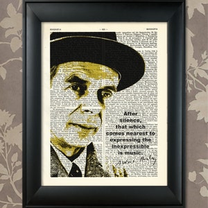 Cita de Aldous Huxley, Arte de Aldous Huxley, Impresión de Aldous Huxley, Cartel de Aldous Huxley, Huxley sobre música, Novelista, Filósofo, Impresión de música