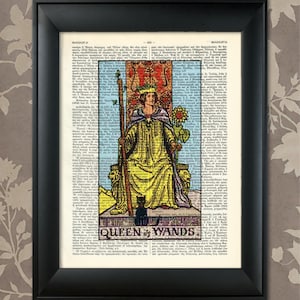 Reine des baguettes, Tarot Card Print, Tarot Card Poster, Tarot Print, Tarot art, Tarot wall art, Tarot Gift, Tarot Cards, Tarot Deck, Minor Arcana