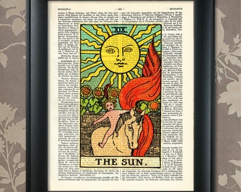 The Sun, Tarot Card Print, Tarot Card Poster, Tarot Print, Tarot art, Tarot wall art, Tarot Gift, Tarot Cards, Tarot Deck, Major Arcana