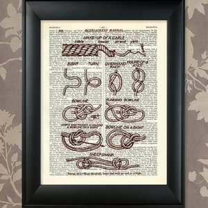 Nautical Knots A / Upcycled Antique Dictionary Art Print / 8.5&quot;x11&quot; (210x280 mm) Poster / Vintage Greek Encyclopedia