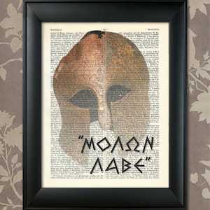 Molon Labe, &quot;Come & Get Them&quot;, Spartan Valor, Sparta Warrior Art, Sparta Print, Sparta Poster, Ancient Greece, Vintage Greek Dictionary, NRA