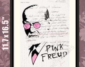 Pink Freud, 2, Sigmund Freud, Sigmund Freud Druck, Freud Poster, Freud Art, Freud Wandkunst, Freud Handschrift, Pink Floyd, Dr. Freud Print