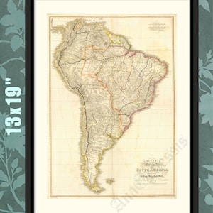 América del Sur 1811, ca. Simón Bolívar y Guerras de Independencia Españolas, Mapa de América del Sur, Mapa Histórico, Impresión Histórica, Arte Histórico