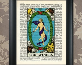 The World, Tarot Card Print, Tarot Card Poster, Tarot Print, Tarot art, Tarot wall art, Tarot Gift, Tarot Cards, Tarot Deck, Major Arcana