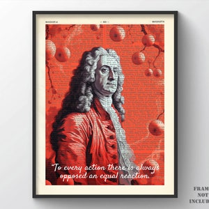 Isaac Newton Quote Print, mathematician physicist Poster alchemist Decor astronomer Wall Hanger Philosopher Scientific Revolution gift art