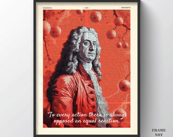 Isaac Newton Quote Print, mathematician physicist Poster alchemist Decor astronomer Wall Hanger Philosopher Scientific Revolution gift art