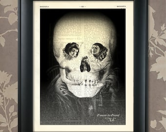 L&#39; Amour de Pierrot, Salvador Dali, Optical Illusion Art, Salvador Dali Print, Dali Art, Dali Wall Art, Dali Poster, Skull Print, Skull Art
