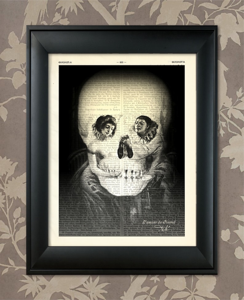 L' Amour de Pierrot, Salvador Dali, Optical Illusion Art, Salvador Dali Print, Dali Art, Dali Wall Art, Dali Poster, Skull Print, Skull Art image 1