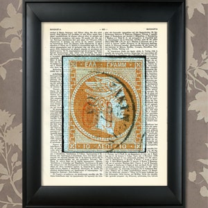 1861 griechischer Hermes Kopf, seltene Briefmarke, Briefmarke Kunst, Briefmarken Druck, Porto Poster, Briefmarken Dekor, Briefmarken sammeln