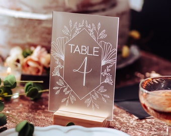 Acrylic Table Numbers, Wedding Table Numbers, Floral Table Number, Romantic Wedding, Wedding Signage, Clear Table Numbers, 4x6 inches